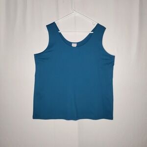 Chicos Tank Top Women XXL Teal Blue-Green Travel Camisole Scoop Neck Jewel Tone